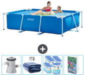 Paquete de piscina - intex - rectángulo - 220x150x60 cm + accesorios cb127