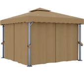 Maison exclusive - cenador con cortina gris taupe aluminio 3x3 m