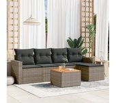 Set de muebles de jardín 6 piezas | conjunto de jardín de ocio | set de comedor de jardín y cojines ratán sintético gris cfw757709