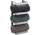 Relaxdays toallero pared cromado para 4 toallas, hierro, plateado-negro, 44x18x16 cm