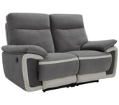 Sofá de 2 plazas relax eléctrico de terciopelo metti - gris y bandas crudo