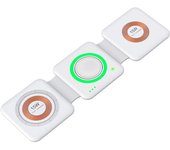 Base de carga plegable portátil magsafe 15w + qi 15w + apple watch. 7x2,5x7 cm. color: blanco dam