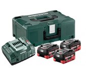 Pack énergie 18v metabo - pack 3 batteries 18 volts lihd + chargeur rapide 3 x 5,5 ah lihd, asc 145, coffret metaloc - 685069000
