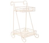 Carrito 2 baldas para macetas de forja blanco
