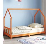 Cama individual | cama para adultos | estructura de cama infantil madera de pino marrón cera 90x190cm cfw33074