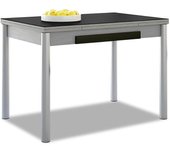 Mesa de cocina extensible 2 alas - 90x50 cm (140x50 cm) - estructura y alas color aluminio - tapa cristal color negra