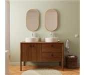 Conjunto mueble de doble lavabo 120 cm + lavabo + grifo + espejo joy