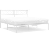 Estructura cama sin colchón con cabecero metal blanco 135x190cm