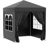 Cenador de jardín de 2 m x 2 m, pérgola plegable para exteriores con ventanas y paredes laterales, pabellón de jardín emergente impermeable