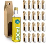 20 botellas de cristal 500ml con tapón de rosca dorado + 20 cajas - para aceite de oliva, vinagre, alcohol y salsas