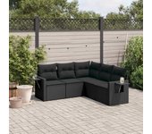 Conjunto de muebles de jardín vidaxl de 5 piezas con cojines negros de mimbre