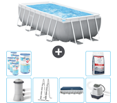 Paquete de piscina - intex - rectángulo - 400x200x100 cm + accesorios cb55