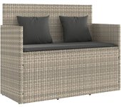 Banco de jardín | silla de jardín con cojines ratán sintético gris claro cfw31929