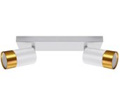 Foco de techo 2 spots orientables blanco y oro para bombilla gu10 - silamp
