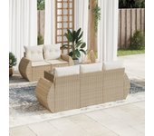 Conjunto de muebles de jardín de ratán beige de 6 piezas con cojines vidaxl