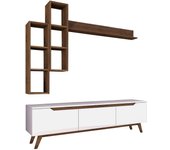 Mueble tv con estante m16-804 nogal blanco