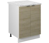 Vicco mueble bajo de cocina fame-line, panel de roble, 60 cm , et mármol