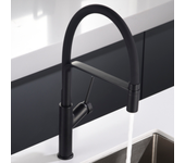 Imex - grifo de cocina extraible | grifo monomando fregadero | griferia de cocina con mangera flexible 360º | serie sena | color negro mate