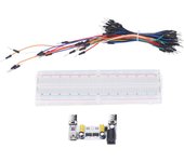 Kit de placa de pruebas eléctrica 830 puntos de unión prototipos circuitos básicos fuente de alimentación cables puente 12 v blanco