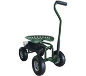 Axi ag22 asiento de jardín con ruedas en verde | taburete de jardinero con caja de almacenamiento | carro de jardinería metálico con carga máx. 150 kg