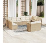 Conjunto de muebles de jardín de ratán beige de 12 piezas con cojines vidaxl