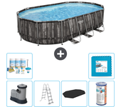 Paquete de piscina - bestway - oval - 610x366x122 cm + accesorios cb30