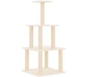 Rascador para gatos con postes de sisal color crema 111 cm