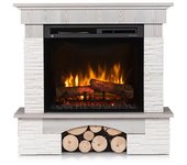 Porto - chimenea eléctrica led autoportante - 23' - pino blanco - 91 x 89 x 31