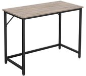 Mesa de escritorio, estilo industrial, estructura de acero negro, carga máxima 50 kg, 100x50x75 cm, greige