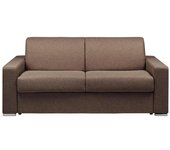 Sofá cama de apertura rápida 3 plazas piel sintética calito - marrón - cama 140 cm - colchón 18 cm