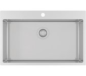 Fregadero grande ausmann oder blue de acero inoxidable 79x50cm enrasado y sobre encimera con orificio para grifo de banco 1208957119