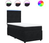 Cama somier tapizada con colchón de terciopelo negro 90x200 cm