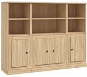 Aparador alto 3 uds | aparador de comedor | armario de cocina madera contrachapada roble sonoma cfw93746