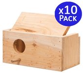 Pack 10 nido jaula de madera para pájaros, 20x10x10 cm - nido de madera para pájaros