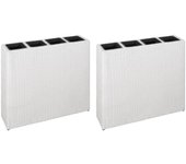 Vidaxl jardinera alta con 4 macetas 2 uds ratán sintético blanco