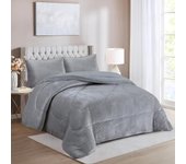 Haradeco manta sherpa para cama con fundas almohada, edredón borreguito terciopelo gruesa abriga(liso gris claro, 220x240cm)