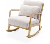 Silla mecedora estilo escandinavo con borreguito, lorens, blanco, 65x80x81.5 cm