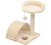 Rascador para gatos con nicho, peluche de sisal, 40 cm, beige y marrón 3702255
