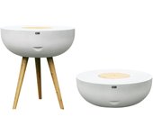 Axi brandon mesa de jardín/nevera 2 en 1 - blanco/marrón | multifuncional - mesa de centro y nevera | piedra caliza/acacia | 24 l - dimensiones con