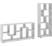 Estantería librería de diseño comedor salón, color blanco mate, medidas: 68,5 x 161 x 25 cm de fondo