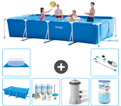 Paquete de piscina - intex - rectángulo - 450x220x84 cm + accesorios a318