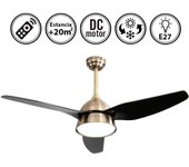 Ventilador de techo con luz silencioso dc con mando kohilo dorado 132 cm invierno-verano