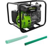 105 cm3 1,5' vitogarden motobomba de 4 tiempos y 3 cv para aguas claras o sucias kit completo + 10m de mangueras incluidos