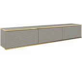 Mueble tv con lamas grises, 175 x 30 x 32 cm, push to open