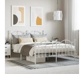 Estructura de cama de metal con cabecero/pie de cama blanco 135x190cm