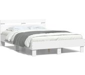 Estructura de cama con cabecero y led blanco 135x190 cm