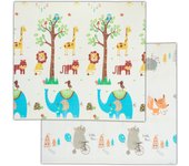 Relaxdays alfombra juego niños, alfombrilla gateo, reversible, estampado animales, lavable, 195x175 cm, xpe, multicolor