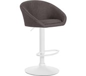 Taburete de bar con asiento giratorio 360°, altura regulable en tela gris oscuro, base de metal blanco 10_0004775