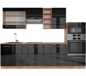 Vicco mueble de cocina fame-line, antracita brillo intenso/roble dorado eléctrico, 280 cm , et antracita