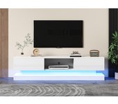 Mueble tv con led 160 cm - 2 cajones y 1 compartimento abierto - apto para tv de 60 - blanco